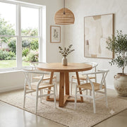 AIRLIE 120CM DIA DIN TBL W 4 DIN CHAIR-WHT-KIT