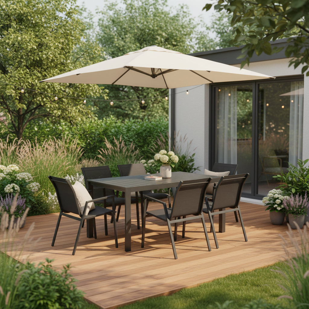 ICARIA OUTDOOR DINING TABLE AND CHAIRS KIT – 7PCS