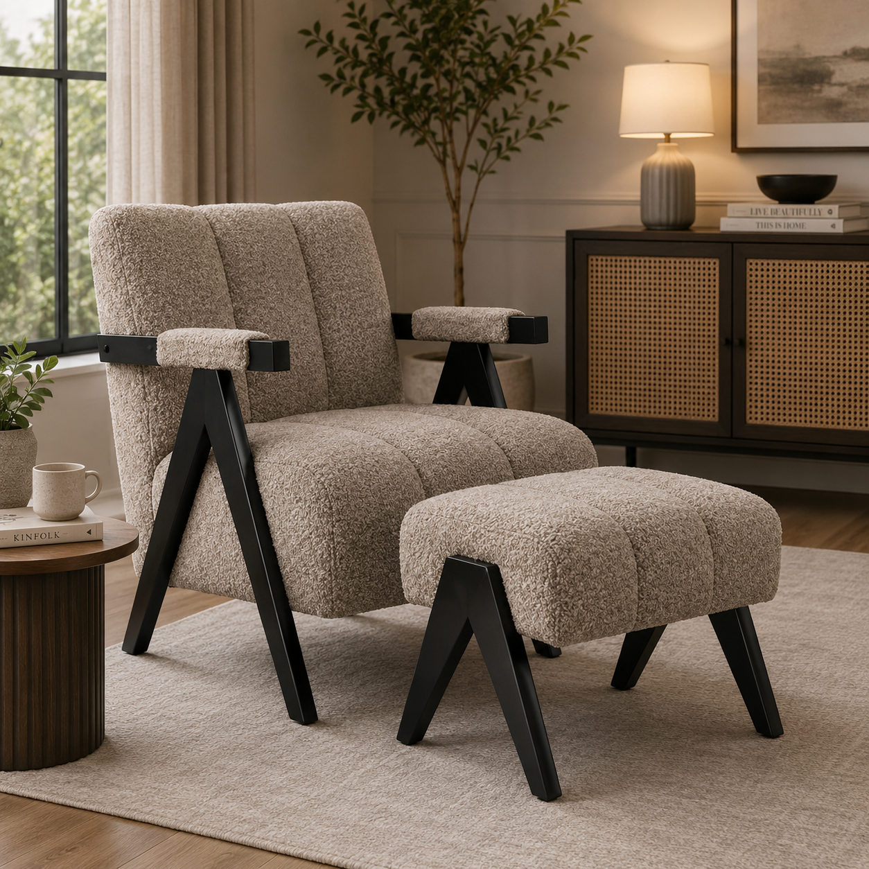 Atlas Fab Accent Chair + Stool