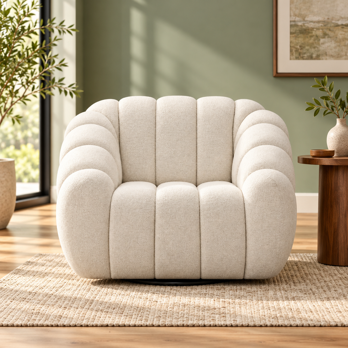 Kenya Swivel Armchair - Beige