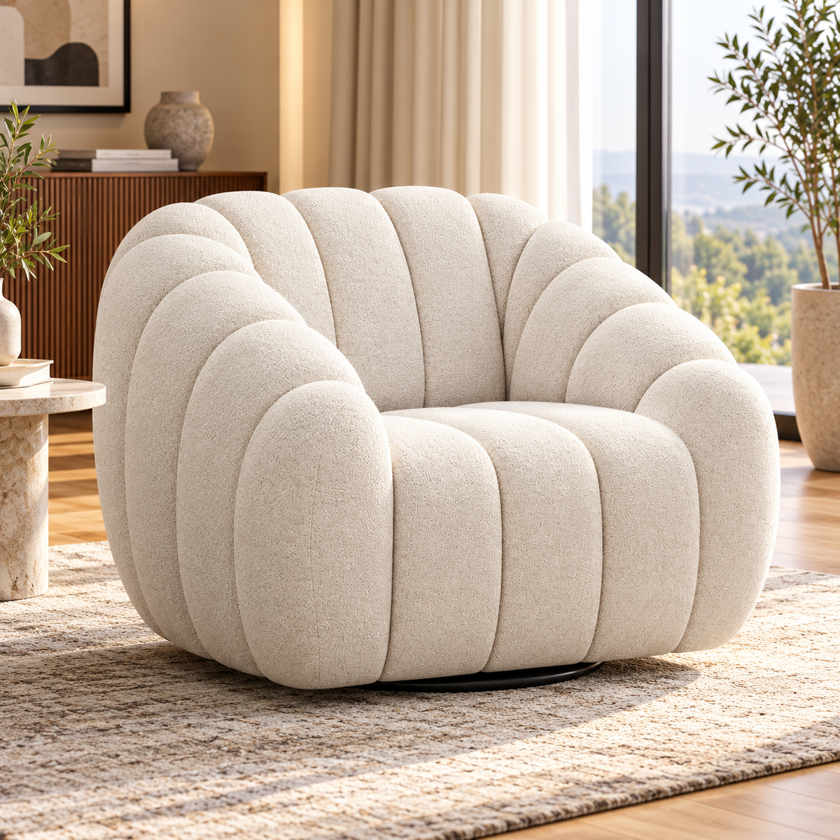 Kenya Swivel Armchair - Beige