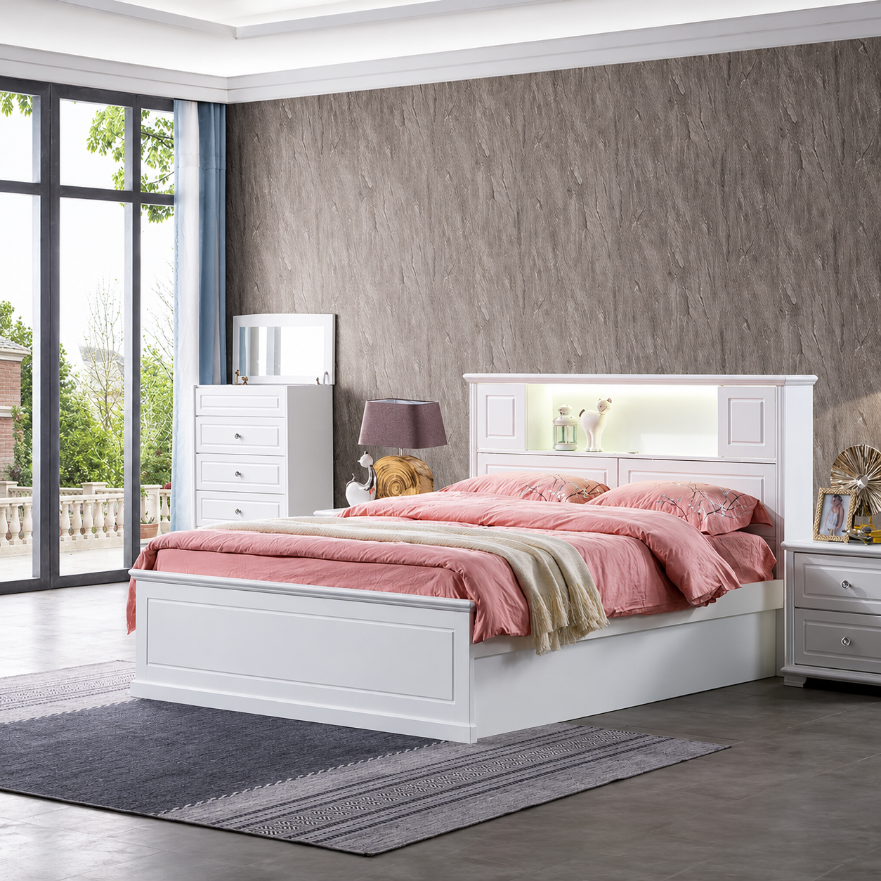 Dallas Ivory White bed with Front Lift