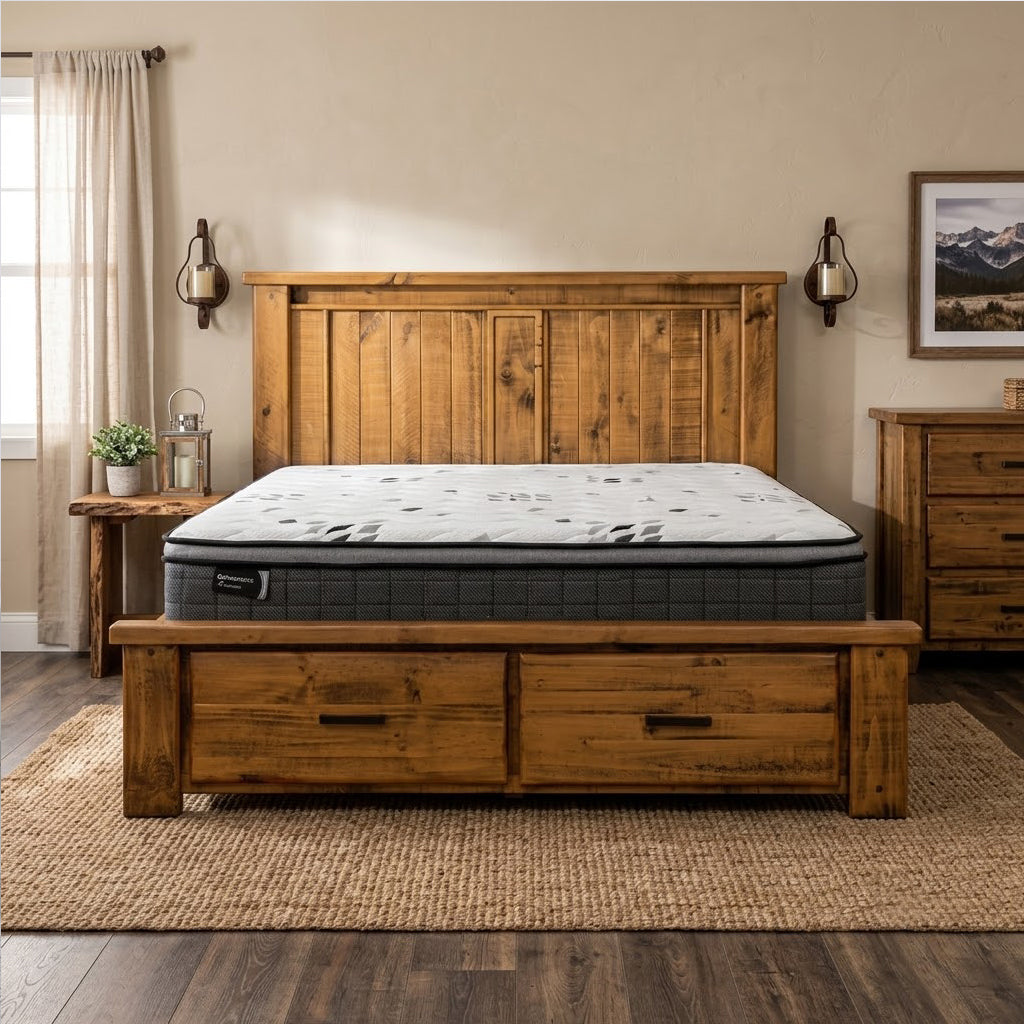 Oxley Pine Timber Queen Bed