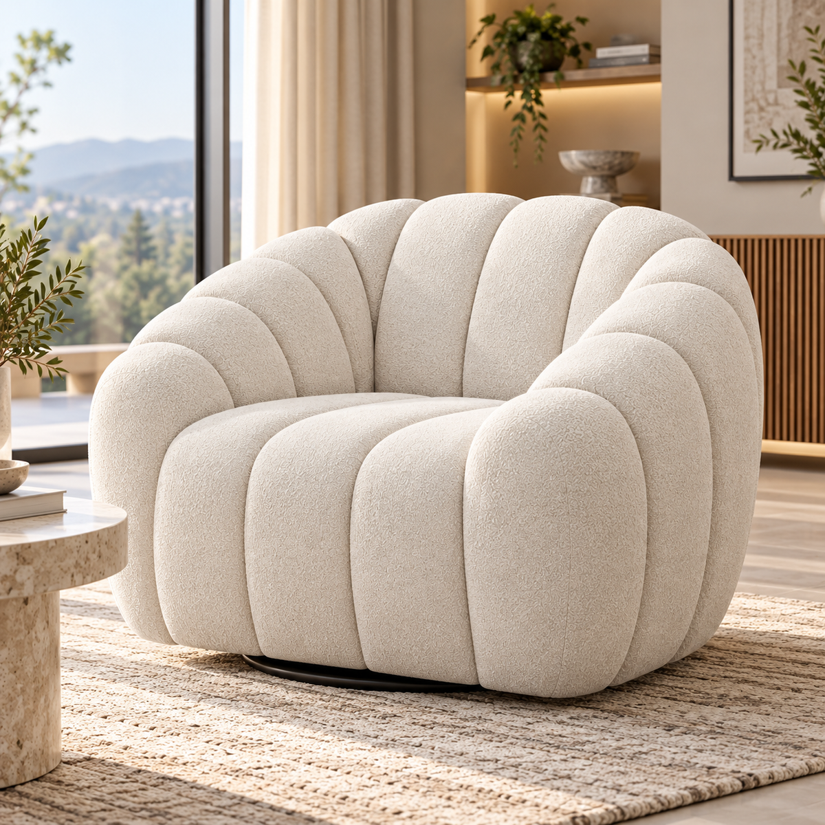Kenya Swivel Armchair - Beige