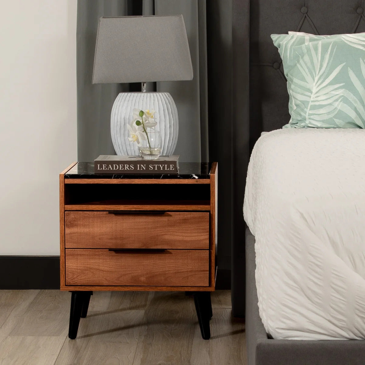 Thames 2 Drawer Bedside-Mango Oak