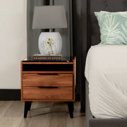 Thames 2 Drawer Bedside-Mango Oak