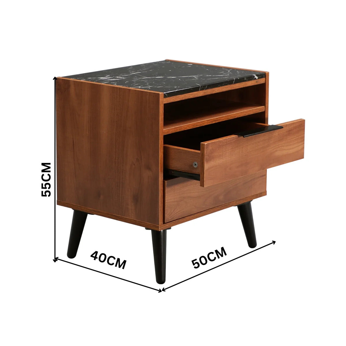 Thames 2 Drawer Bedside-Mango Oak