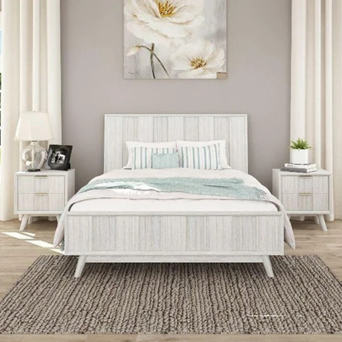 Aria Timber Bed-White Wash