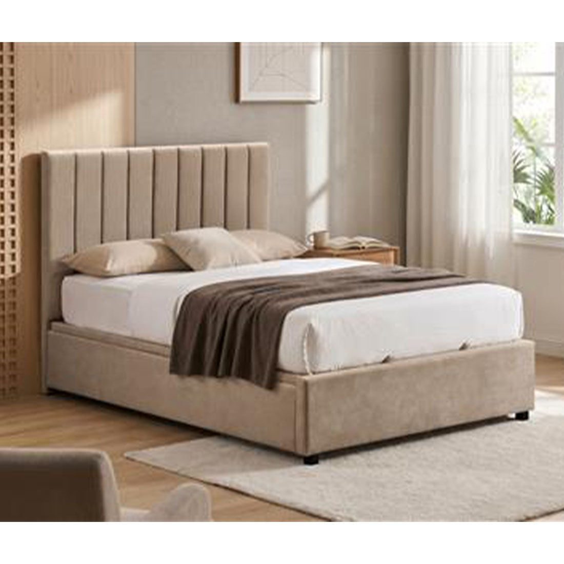 Atlas Fabric King Bed with Gaslift