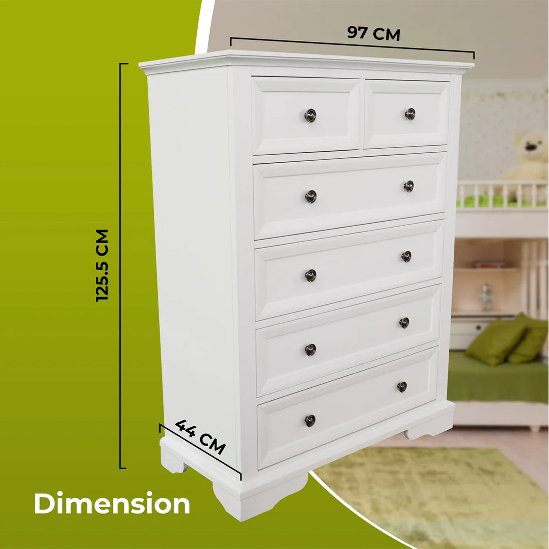 Siena 4PC bedroom Suite with Bedside and Tallboy