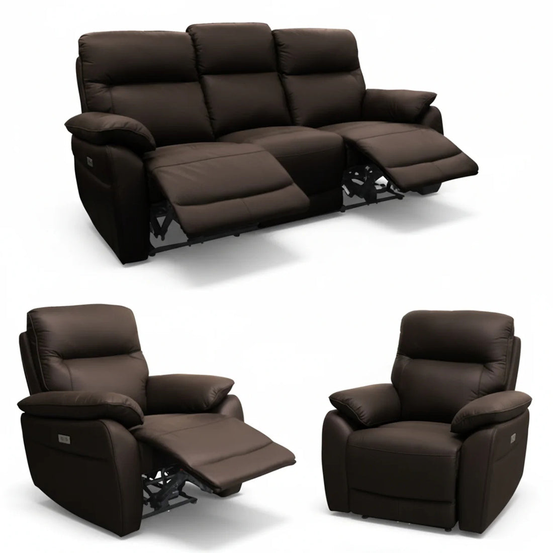 Aspire 3+1+1 Seater Electric Power Genuine Leather Recliner Sofa Lounge
