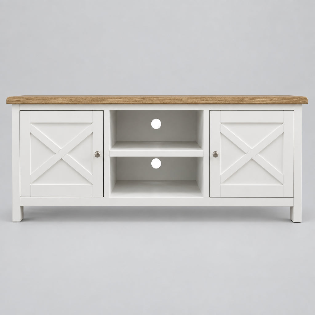 SHELLWOOD 2DR/2NICHES TV UNIT 160X42X55CM-OAK/WHT