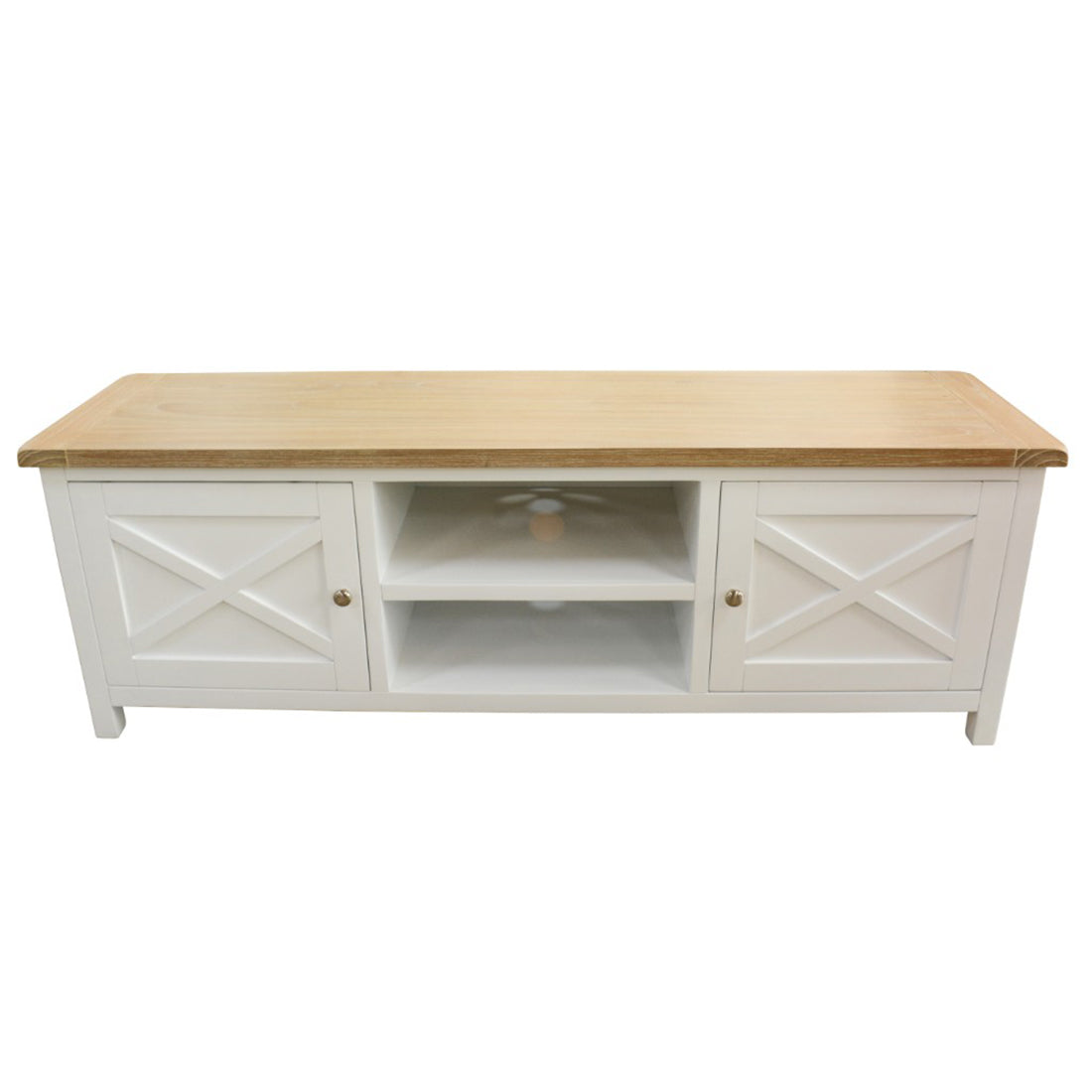 SHELLWOOD 2DR/2NICHES TV UNIT 160X42X55CM-OAK/WHT