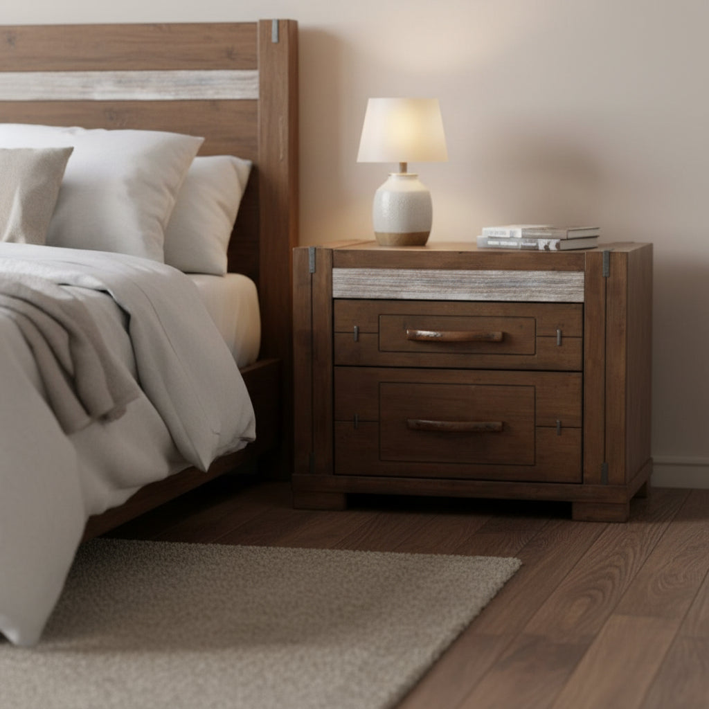 Kensigton 2 Drawer Bedside - Charcoal Grey