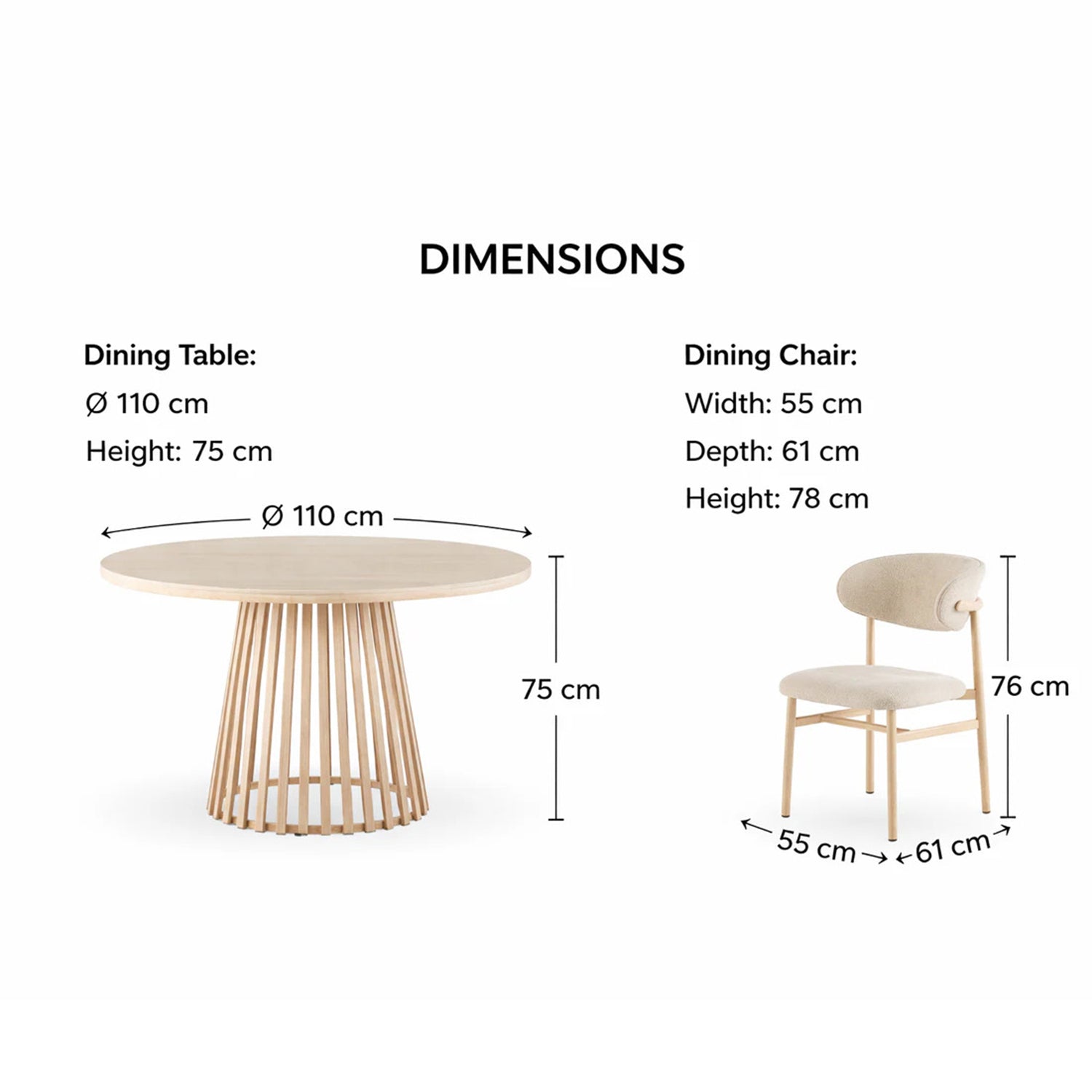 Sandra Range Dining Setting 110cm