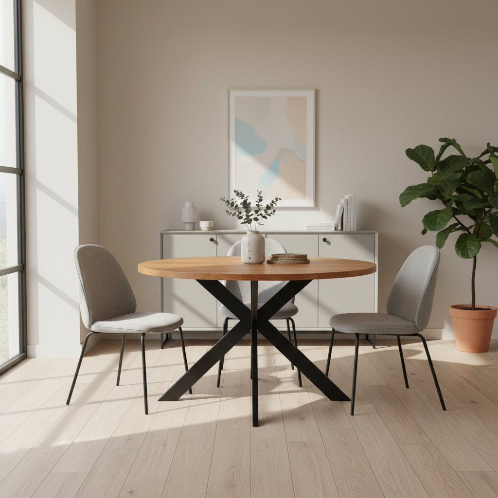Bellagio 5pc Dining Set 120cm Round Table 4 Grey Chair