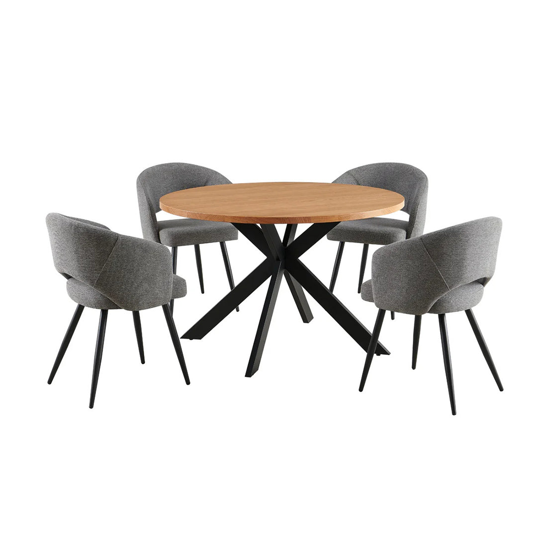 Bellagio 5pc Dining Set 120cm Round Table 4 Grey Chair