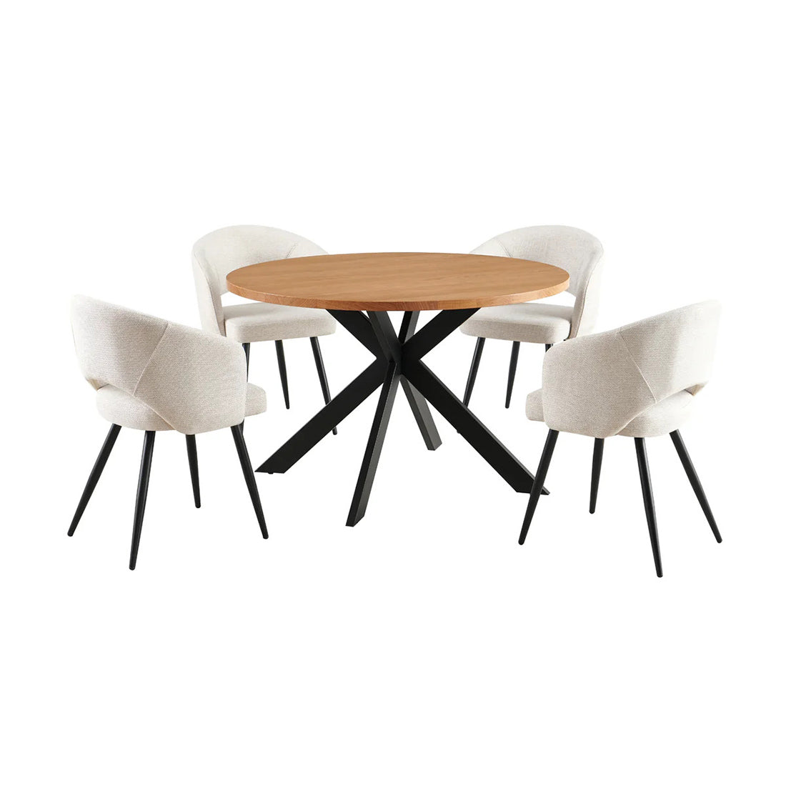 Bellagio 5pc Dining Set 120cm Round Table 4 Beige Chair