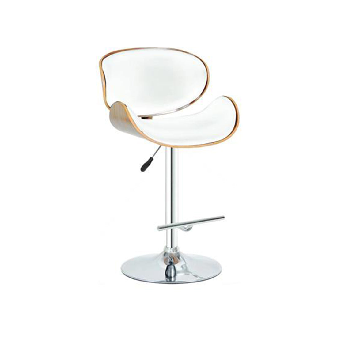 MONACO BAR CHAIR CHROME AND WALNUT WHITE