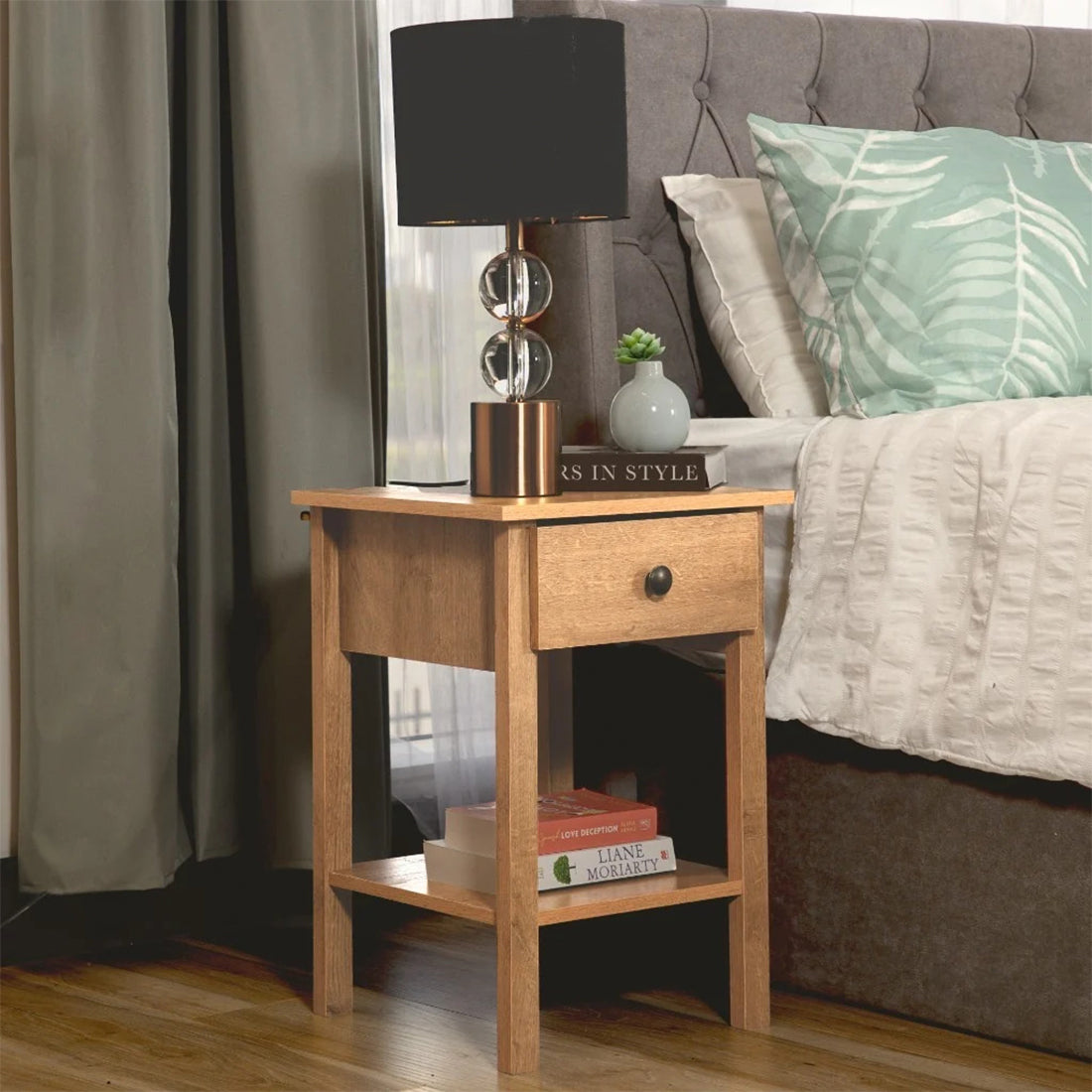 Declan 1 Drawer Bedside - Riveria Oak