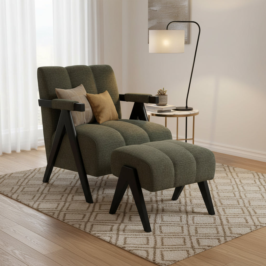 Atlas Fab Accent Chair + Stool