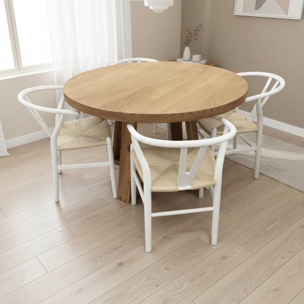 AIRLIE 120CM DIA DIN TBL W 4 DIN CHAIR-WHT-KIT
