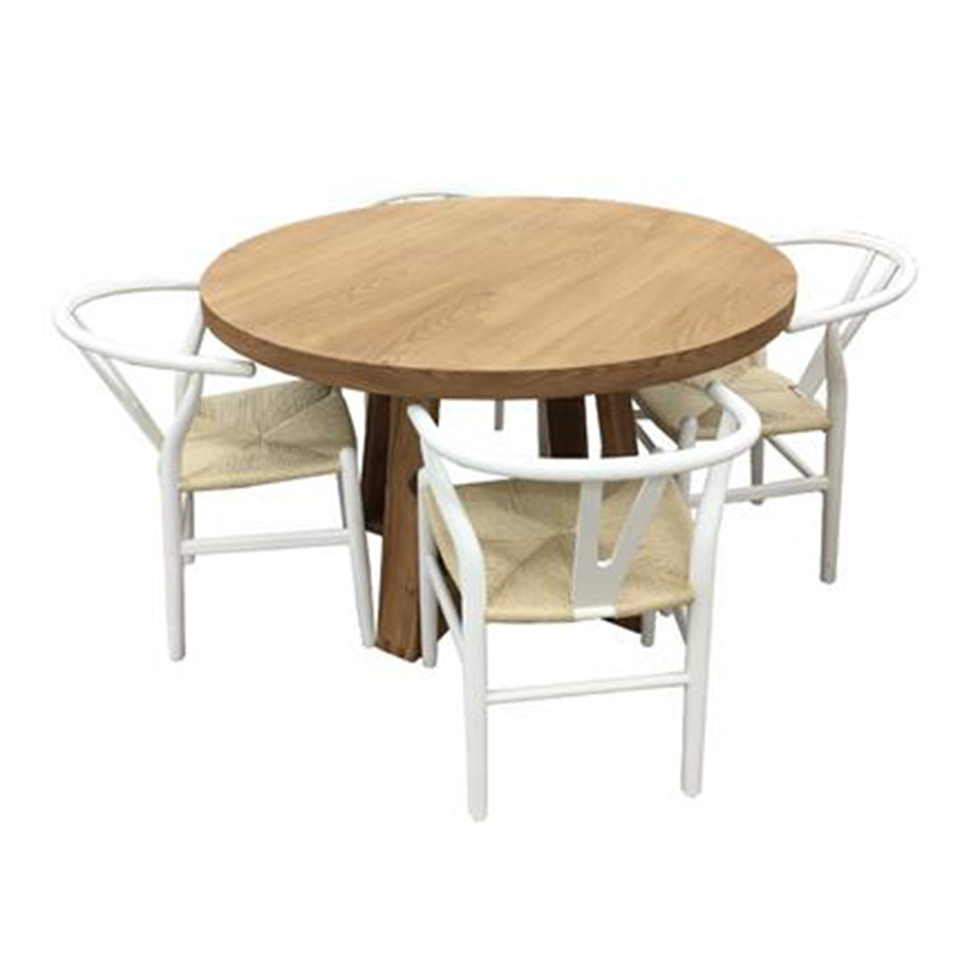 AIRLIE 120CM DIA DIN TBL W 4 DIN CHAIR-WHT-KIT