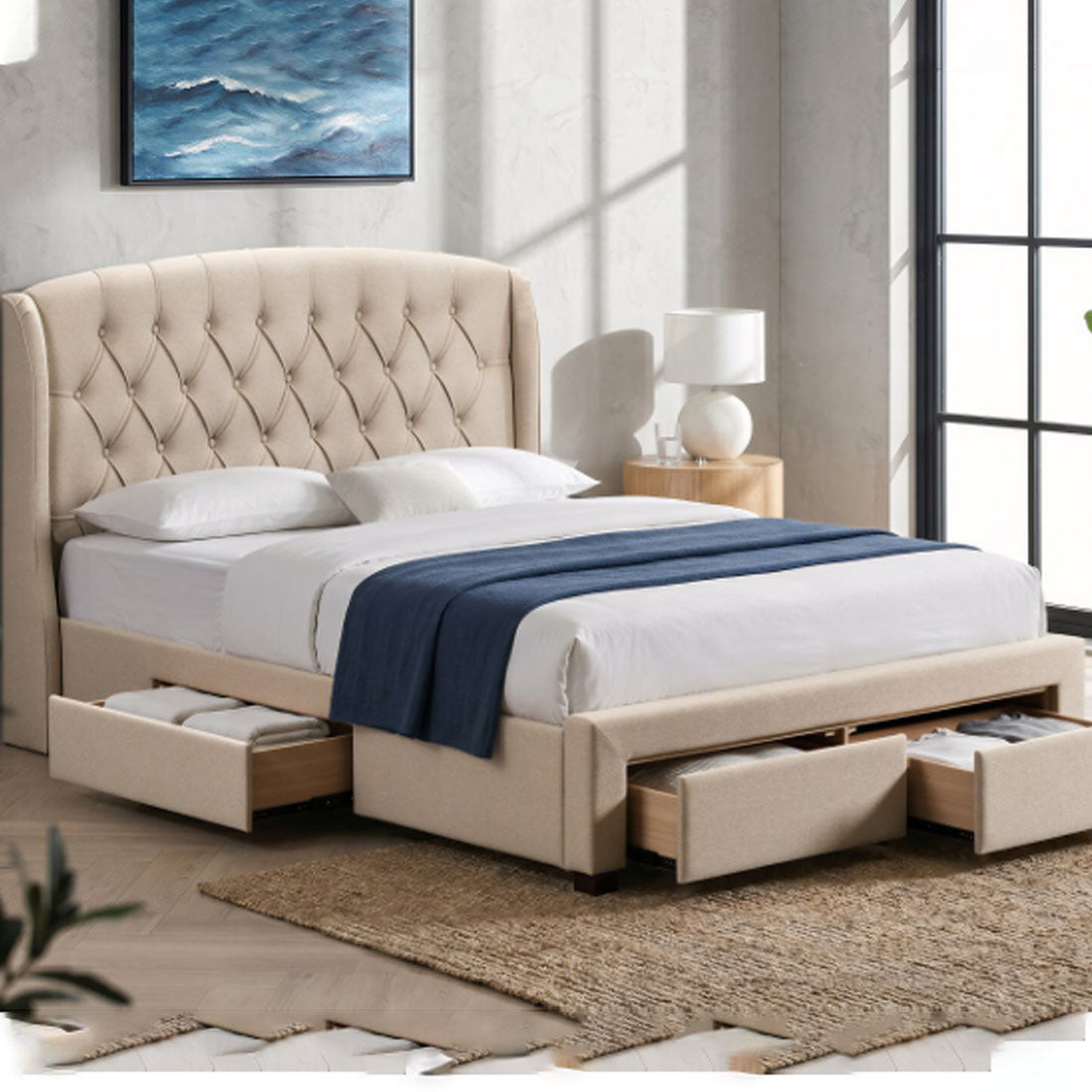 GATSBY FAB Queen BED WITH 4 DRAWERS