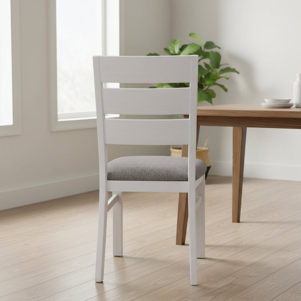 Horizon 2pc Set Dining Chair Solid Acacia Wood White Brush