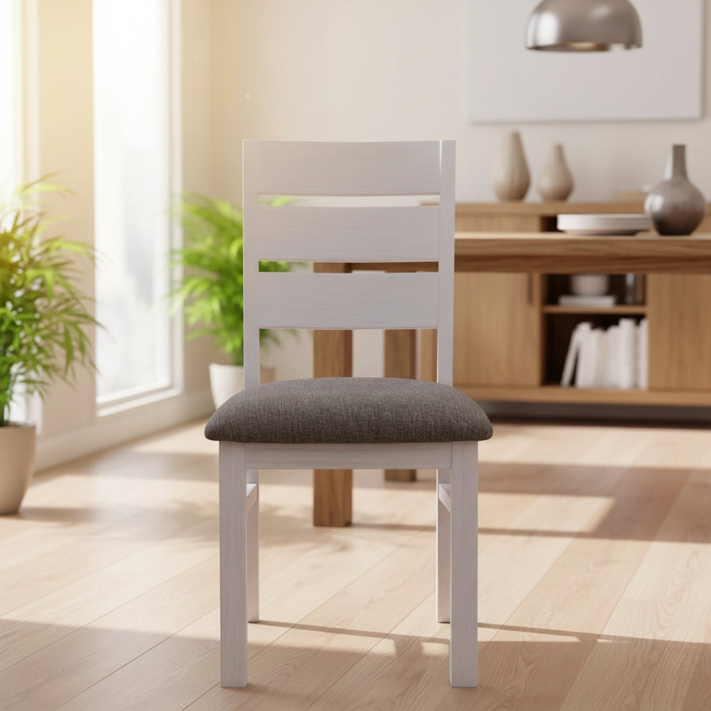 Horizon 2pc Set Dining Chair Solid Acacia Wood White Brush