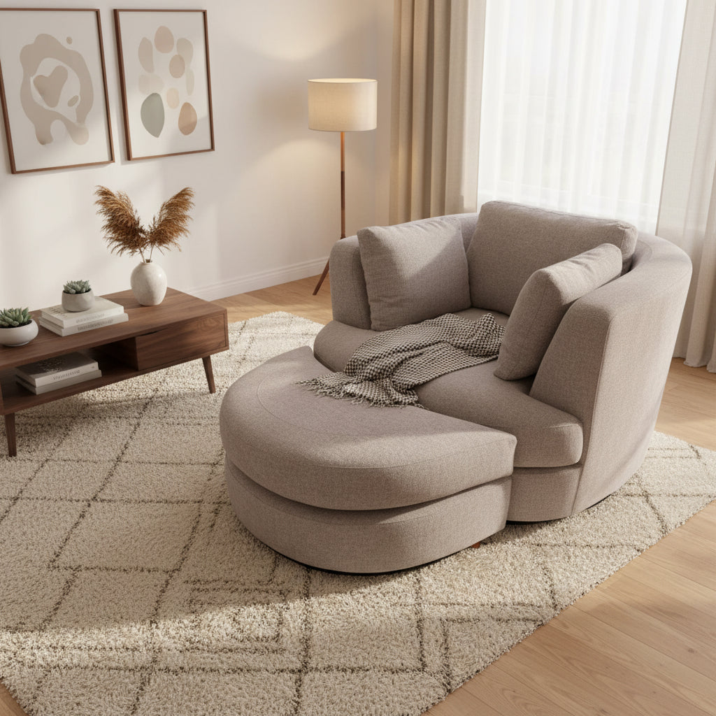 Oyster Swivel Chair with Ottoman