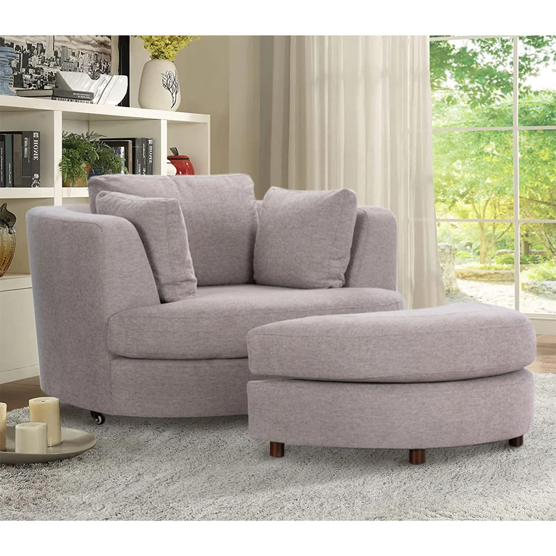 Oyster Swivel Chair with Ottoman