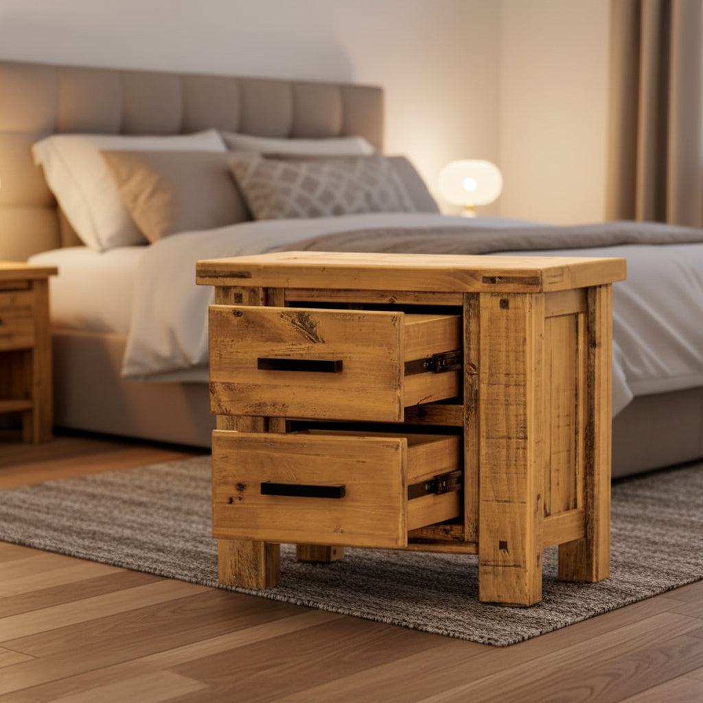 Outback 2 Drawer Bedside - Oak